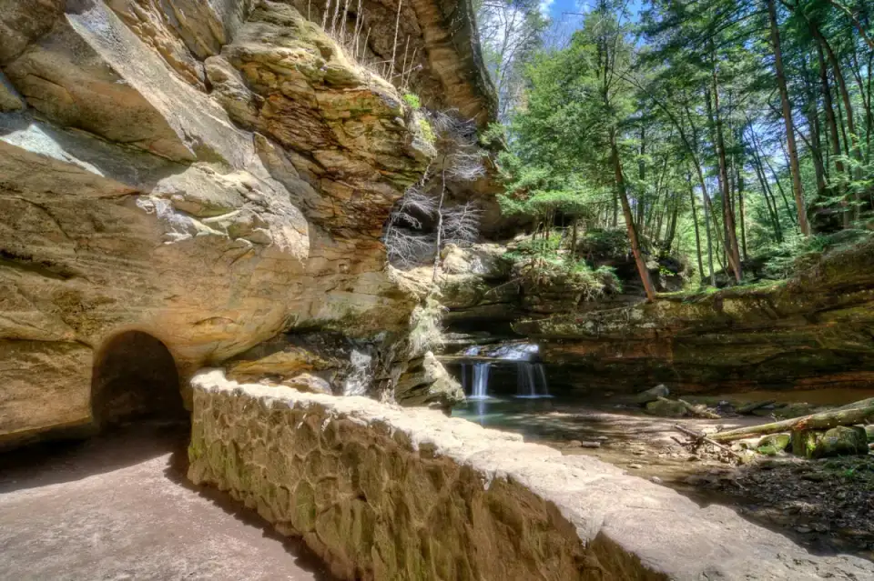 Old Man's Cave waterfall in Hocking Hills